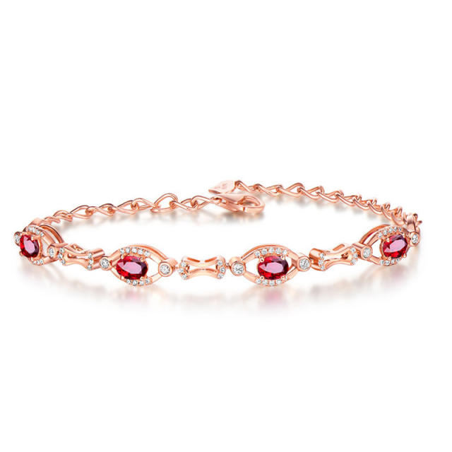 Rose gold color elegant ruby statement jewelry set