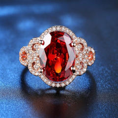 Rose gold color elegant ruby statement jewelry set
