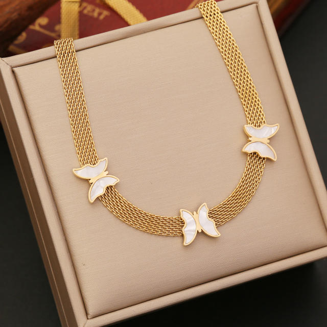2023 New desing butterfly stainless steel necklace earrings