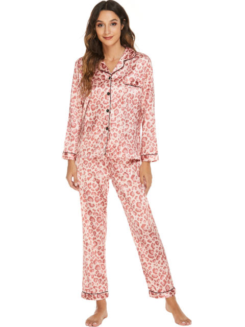 Occident fashion striped pattern satin long sleeve pajamas