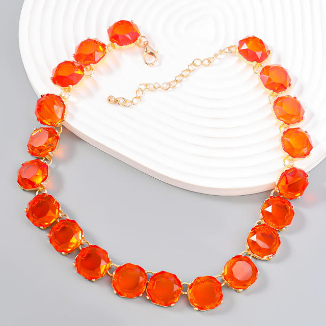Boho color resin geometric easy match choker necklace