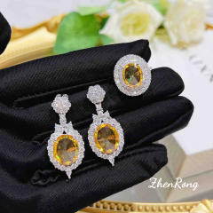 Creative luxury party queen topaz statement jewelry set