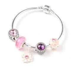 Blue color series beads diamond snowflake charm diy bracelet