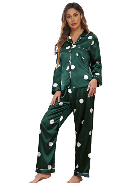 Occident fashion satin long sleeve pajamas