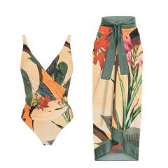 2023 popular colorful printing one piece swimsuit dress set