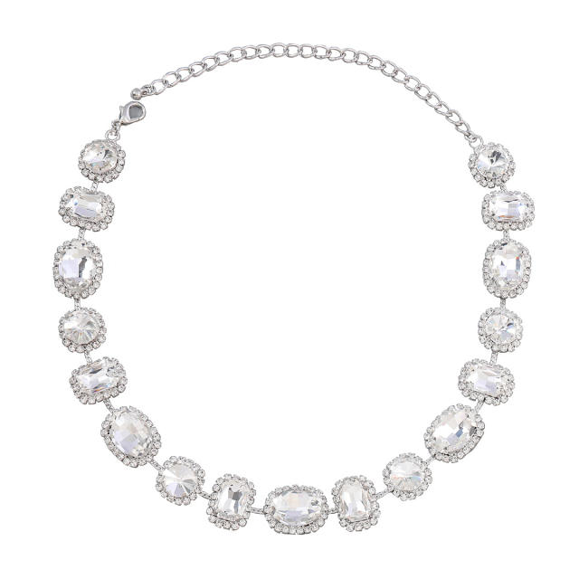 Boho color glass crystal luxury diamond choker necklace