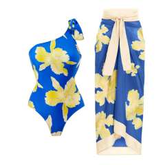 2023 popular colorful printing one piece swimsuit dress set