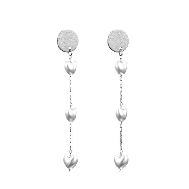 Korean fashion elegant pearl beads stainless steel earrings