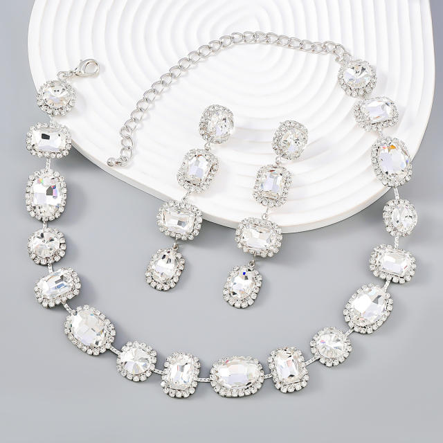 Boho color glass crystal luxury diamond choker necklace