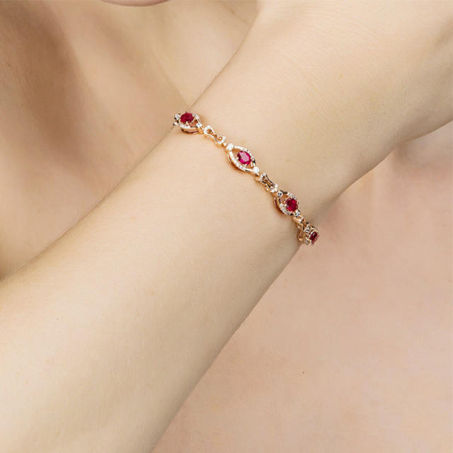 Rose gold color elegant ruby statement jewelry set