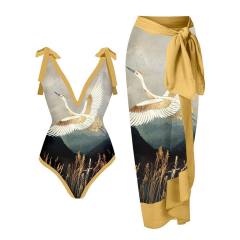 2023 popular colorful printing one piece swimsuit dress set
