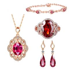 Rose gold color elegant ruby statement jewelry set
