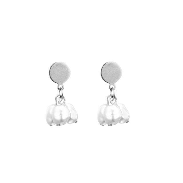 Elegant pearl bead stainless steel earrings