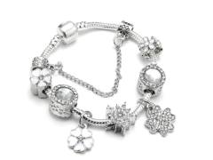 Blue color series beads diamond snowflake charm diy bracelet