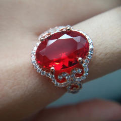 Rose gold color elegant ruby statement jewelry set