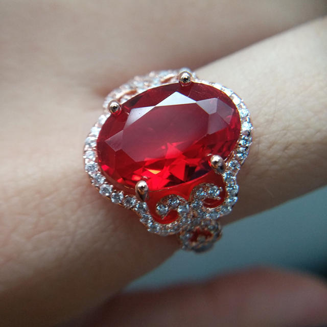 Rose gold color elegant ruby statement jewelry set