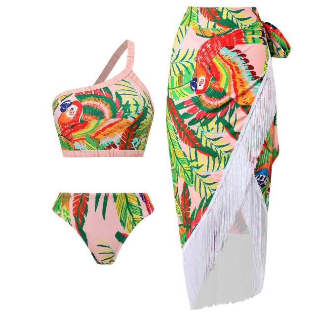 2023 popular colorful printing one piece swimsuit dress set