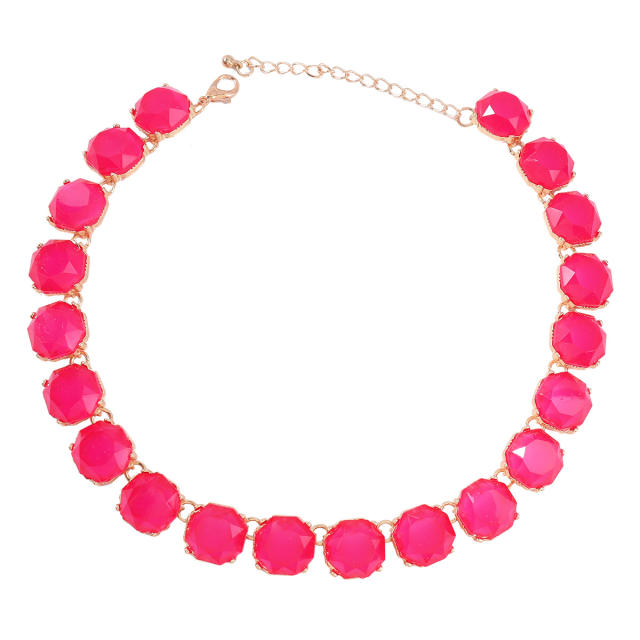Boho color resin geometric easy match choker necklace