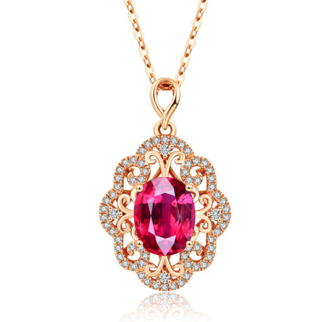 Rose gold color elegant ruby statement jewelry set