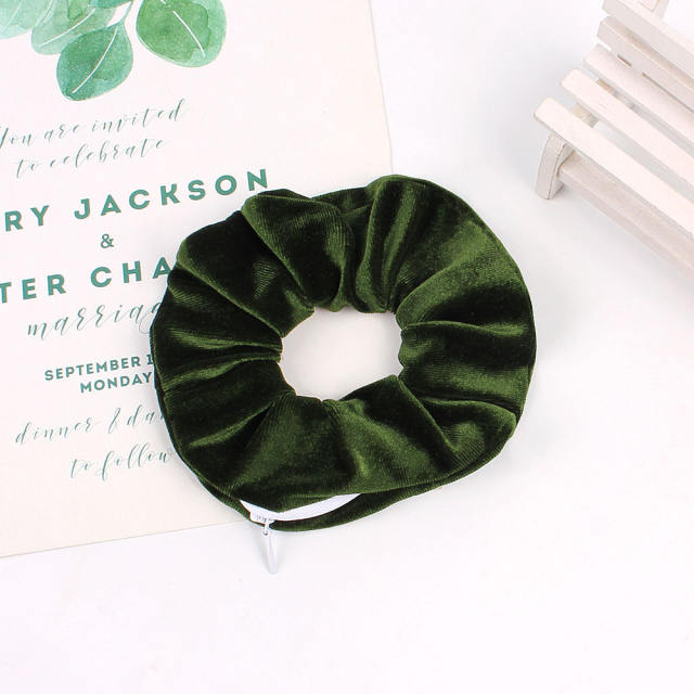 Korean fashion hot sale velvet zipper scrunchies