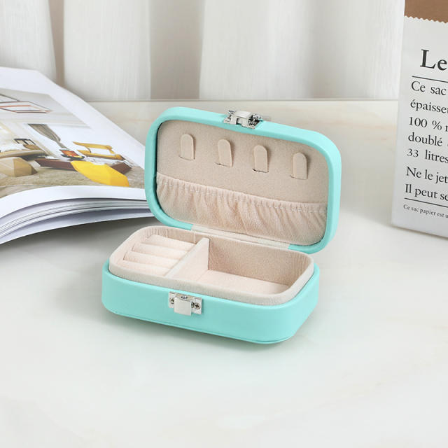 PU leather spring color two layer jewelry box