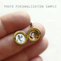 18K gold plated round piece pendant locket necklace