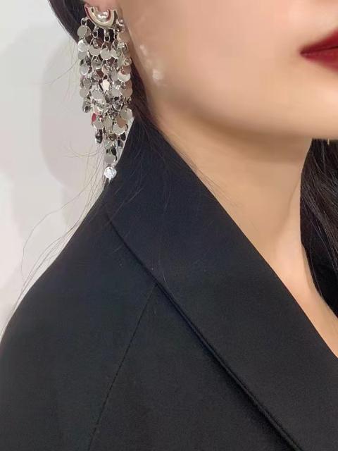 925 needle occident fashion silver sequins tassel earrings