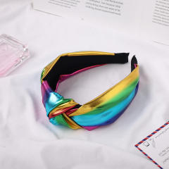 Korean fashion bright PU leather knotted headband