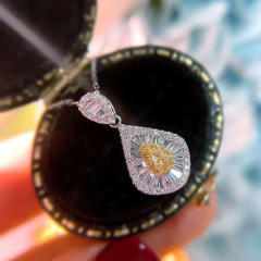 Elegant topaz statement pendant diamond necklace