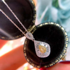 Elegant topaz statement pendant diamond necklace