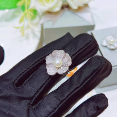 Luxury pave setting diamond camellia series jewelry set