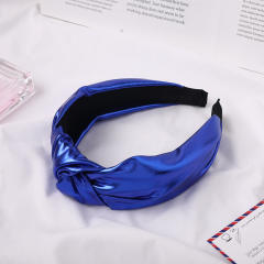 Korean fashion bright PU leather knotted headband