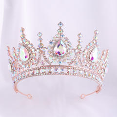 AB color glass crystal statement baroque crown earrings set