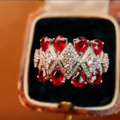 Elegant faux ruby cubic zircon setting rings