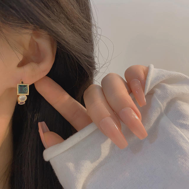 Vintage emerald statement huggie earrings