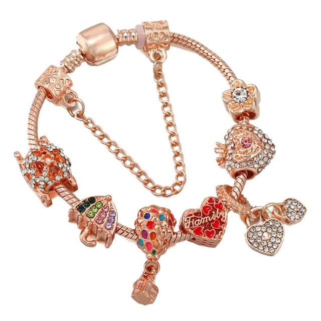 Rose gold color rainbow rhinestone setting diy bracelet