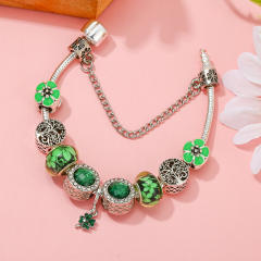 Spring design green color clover beads diy bracelet