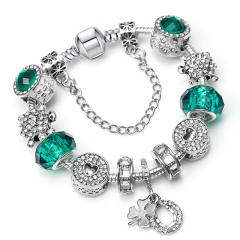 DIY green color clover charm diy bracelet