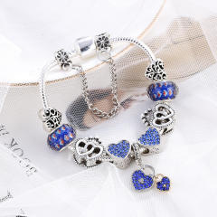 Delicate diamond heart blue color diy bracelet