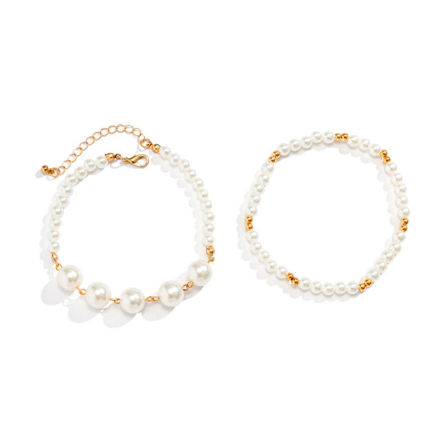 Boho faux pearl bead women anklet(1pcs price)