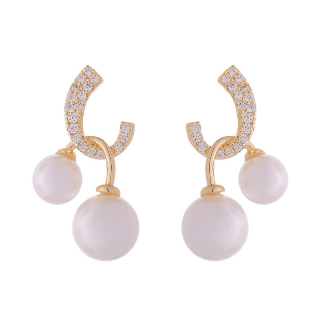 Korean fashion easy match pearl drop earrings