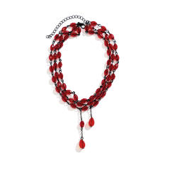 Gothic trend red bead choker necklace