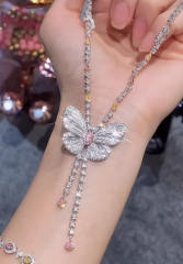 Elegant pave setting cubic zircon butterfly jewelry set
