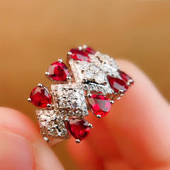 Elegant faux ruby cubic zircon setting rings