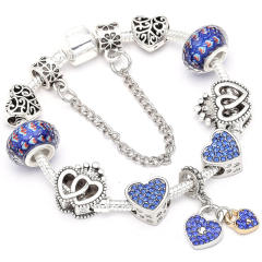 Delicate diamond heart blue color diy bracelet