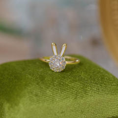 Cute cubic zircon rabbit Rotatable jewelry set