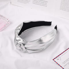 Korean fashion bright PU leather knotted headband