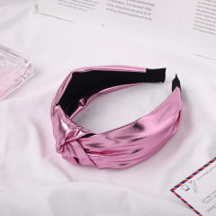Korean fashion bright PU leather knotted headband