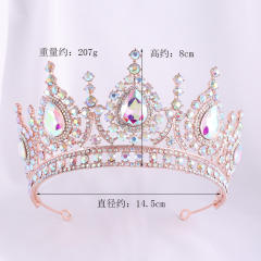 AB color glass crystal statement baroque crown earrings set