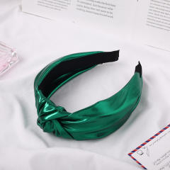 Korean fashion bright PU leather knotted headband